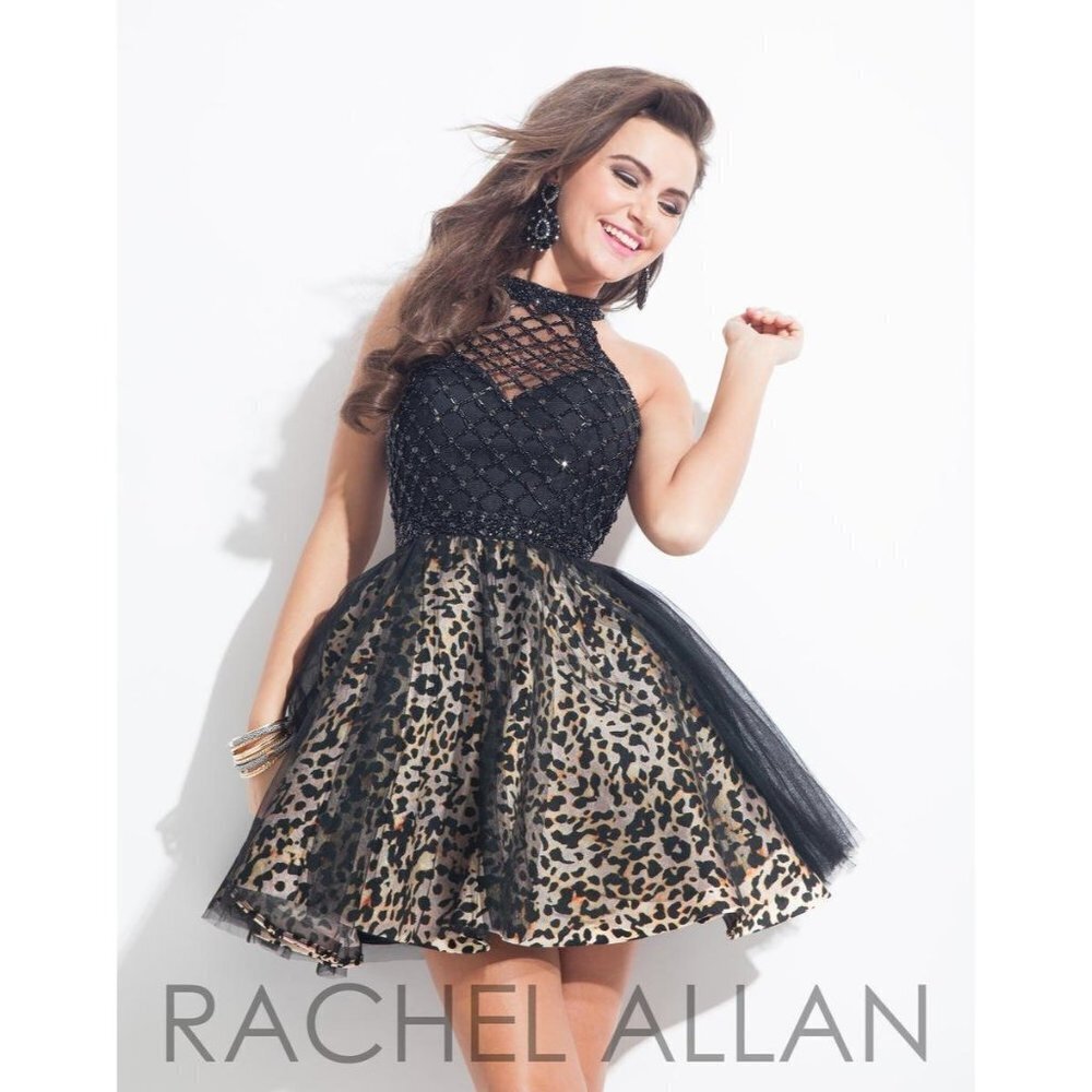 Rachel Allan Black and Leopard Mini Dress